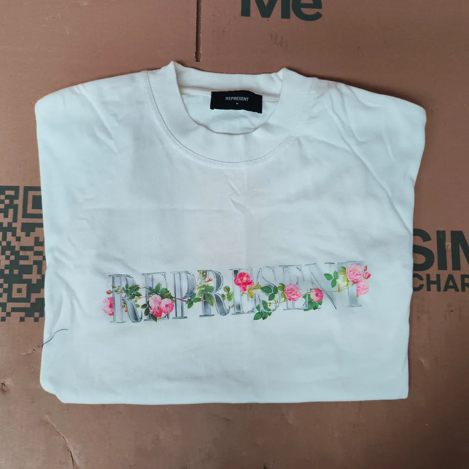 REPRESENT SHORT SLEEVE T-SHIRT IN WHITE SIZE MEDIUM