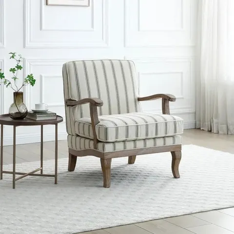 BOXED ESME WOVEN FOLKSTONE STRIPE OCCASIONAL CHAIR - OLIVE STRIPE (1 BOX)