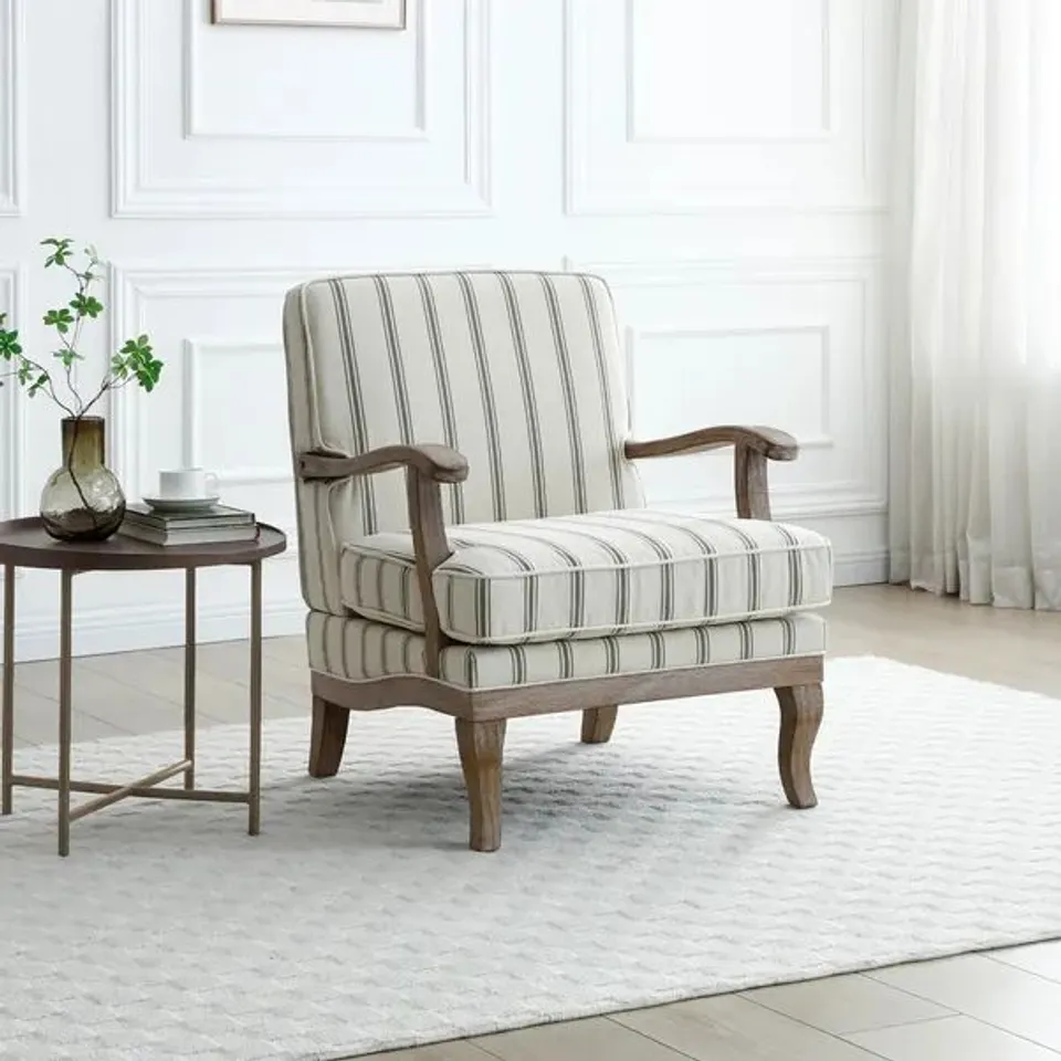 BOXED ESME WOVEN FOLKSTONE STRIPE OCCASIONAL CHAIR - OLIVE STRIPE (1 BOX)