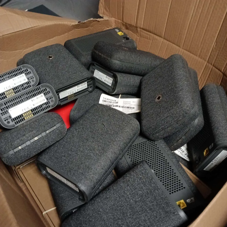BOX OF APPROXIMATELY 15 VODAFONE WIFI ROUTERS 