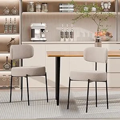 BOXED SET OF 2 BOUCLE UPHOLSTERED DINING CHAIRS 