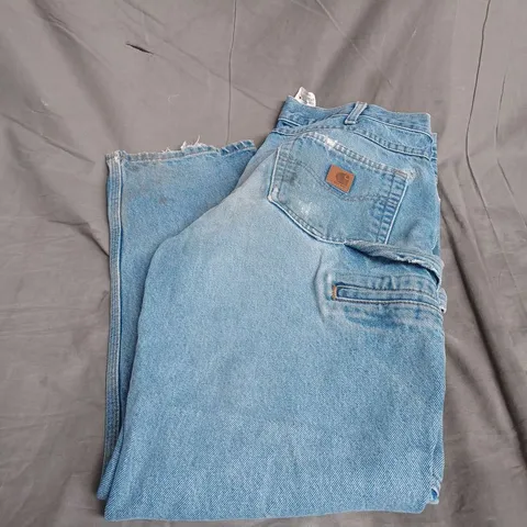 CARHARTT RELAXED FIT JEANS IN DISTRESSED BLUE SIZE 34X30