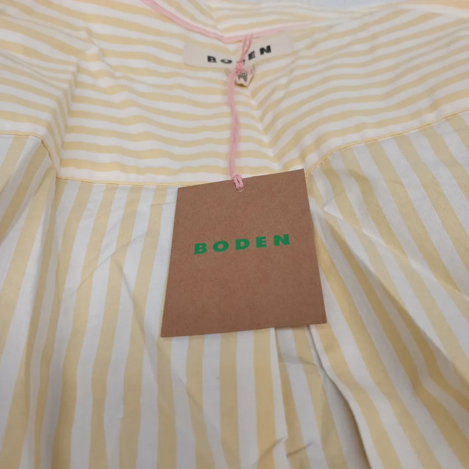 BODEN WOMEN'S STRIPED SHIRT – UK 8R (US 4R, DE 34R, FR 36R) – PALE YELLOW & WHITE