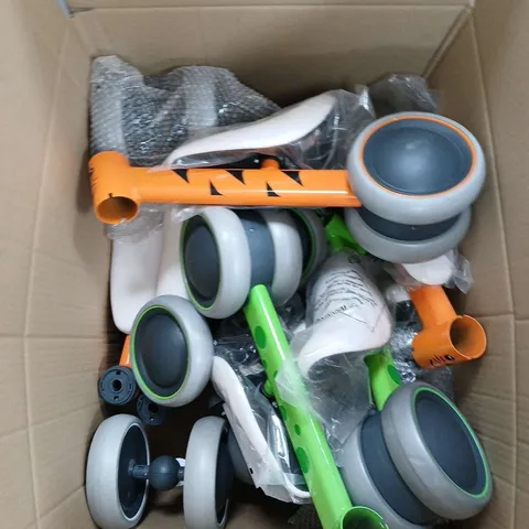 LARGE BOX OF ASSORTED WHEELS FOR CHILDRENS BIKE