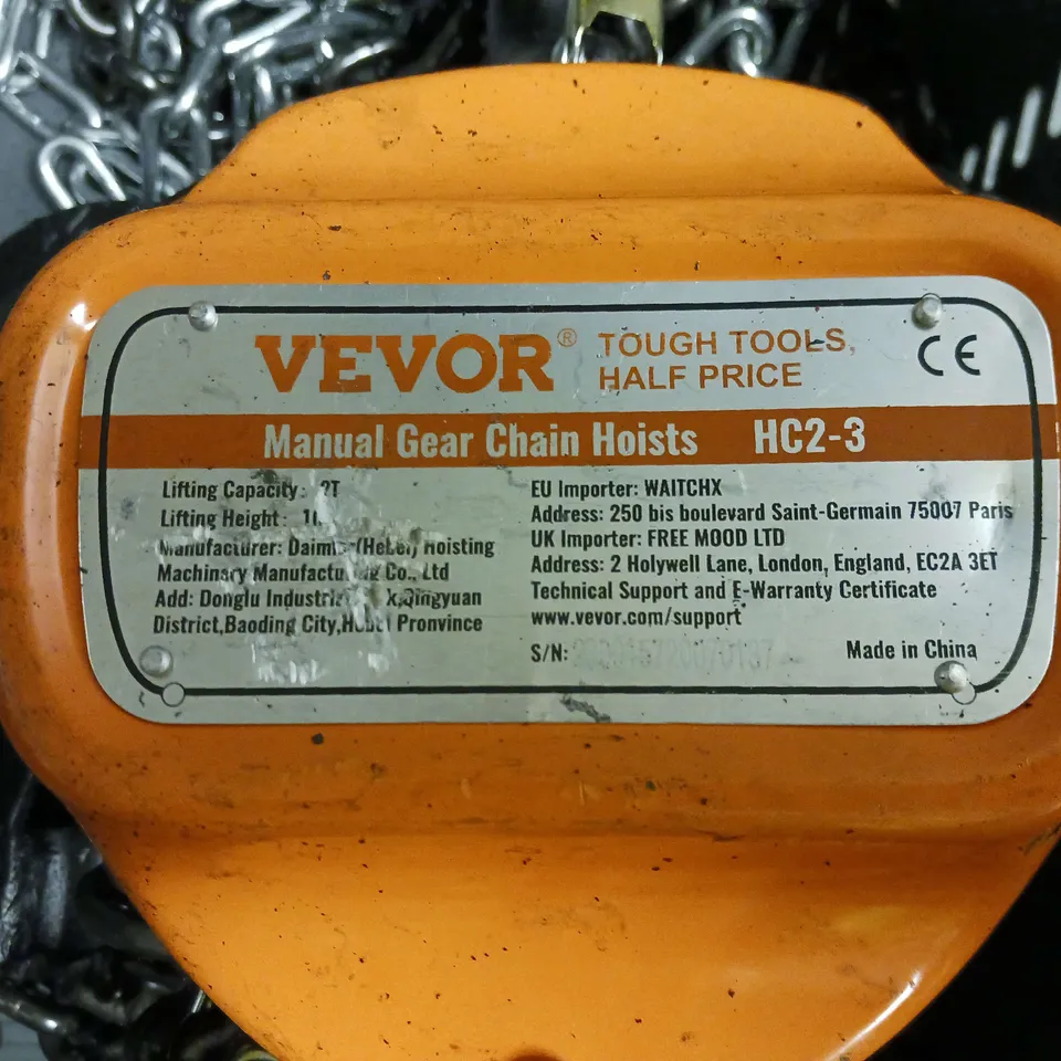 VEVOR MANUAL GEAR CHAIN HOISTS HC2-3