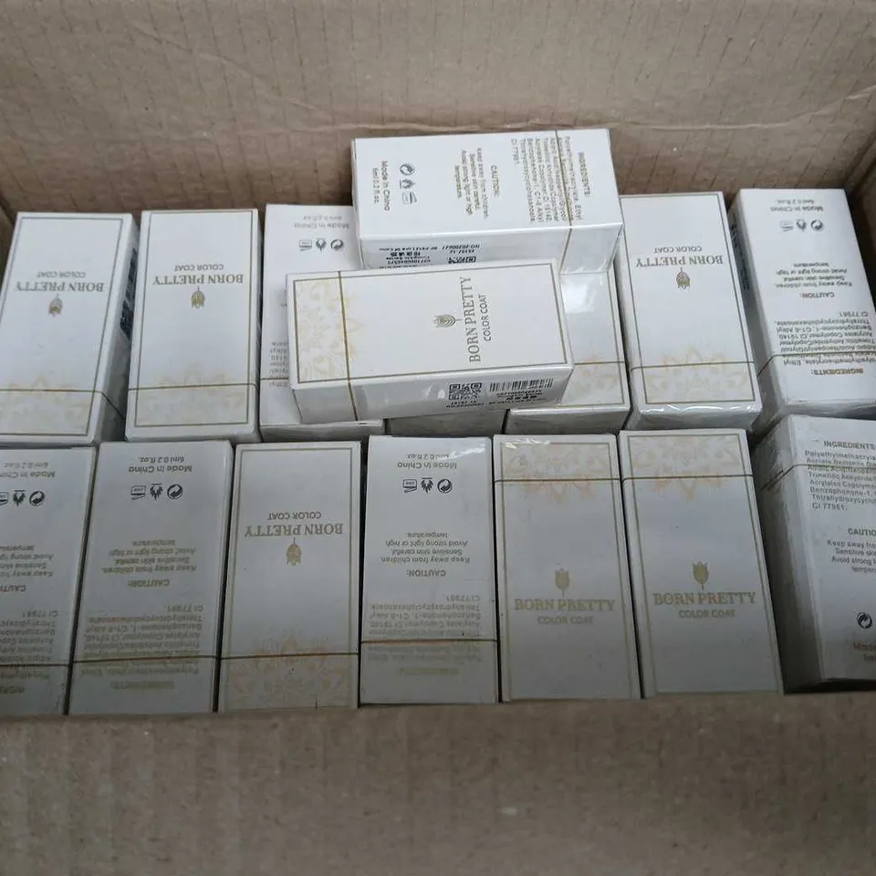 BOX OF APPROXIMATELY 50 SEALED BORN PRETTY COLOUR COAT - COLOURS MAY VARY - 6ML PER BOTTLE