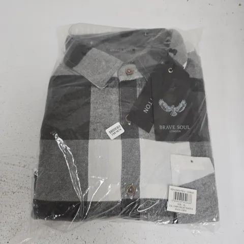 BAGGED BRAVE SOUL LONG SLEEVE SHIRT IN GREY/WHITE CHECK - XL