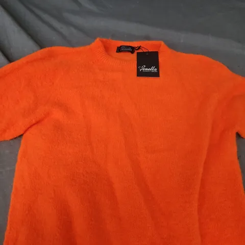 FENELLA ALPACA SHORT SLEEVE JUMPER – ORANGE – ONE SIZE (OS)