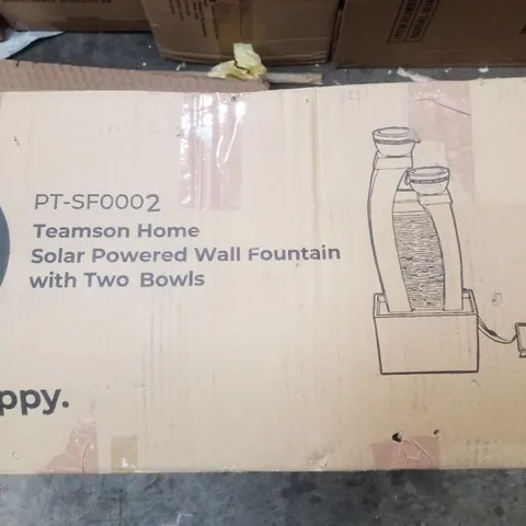 BOXED TEAMSON HOME SOLAR POWERED WALL FOUNTAIN WITH TWO BOWLS