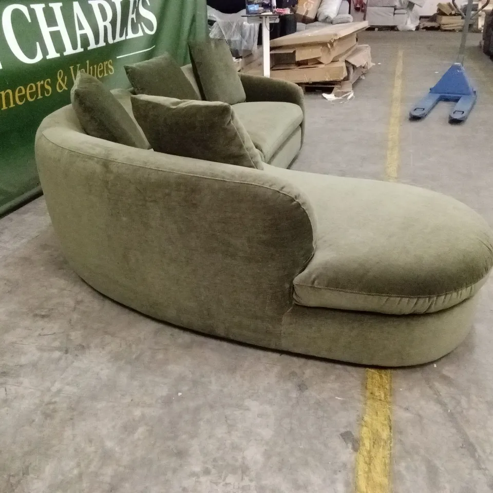 DANETTI OTTILIE OLIVE GREEN CHENILLE LEFT HAND CORNER CHAISE SOFA RRP £1999