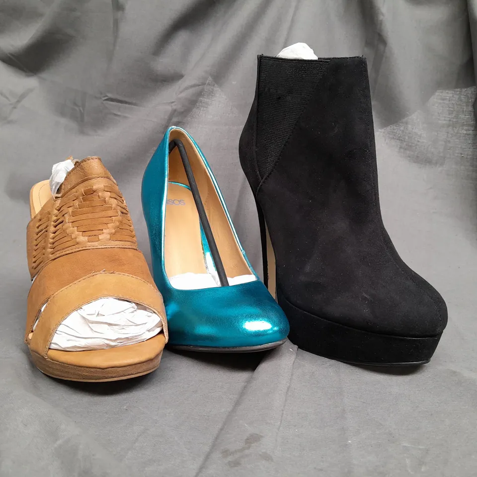 BOX OF APPROX 6 ASSORTED SHOES IN VARIOUS SIZES & COLOURS 