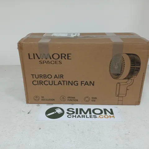 BOXED LIVMORE SPACES TURBO AIR CIRCULATING FAN
