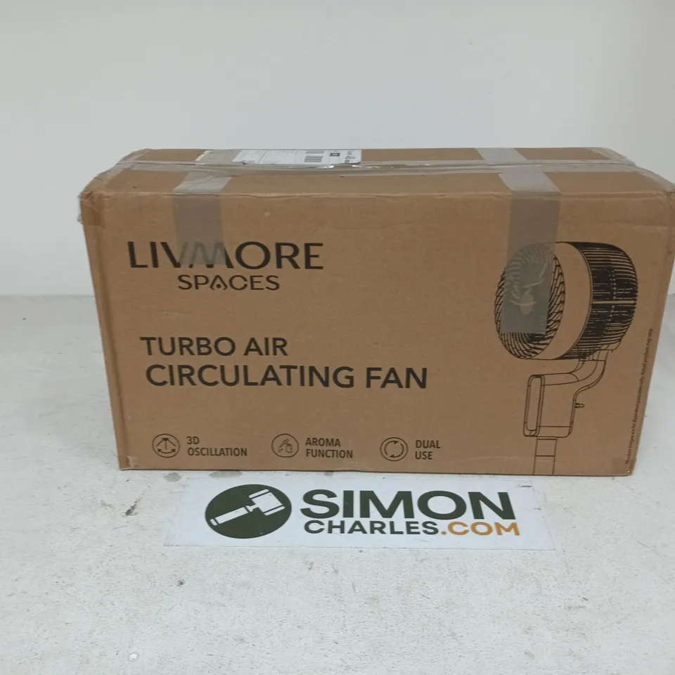 BOXED LIVMORE SPACES TURBO AIR CIRCULATING FAN