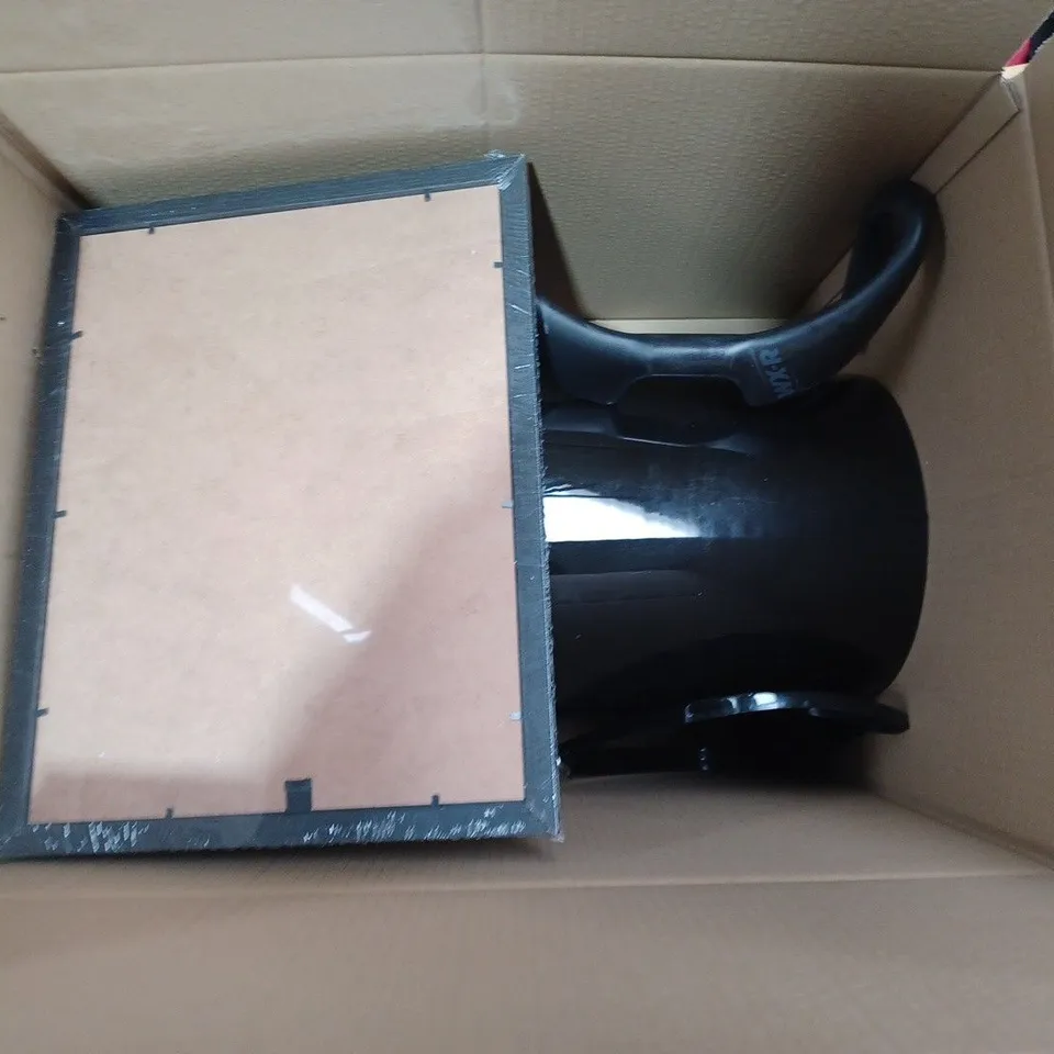 BOX OF APPROX 5 ITEMS TO INCLUDE - LUNEX WASH CONTAINER - BLACK BIN - 35X45 BLACK WOODEN FRAME ECT
