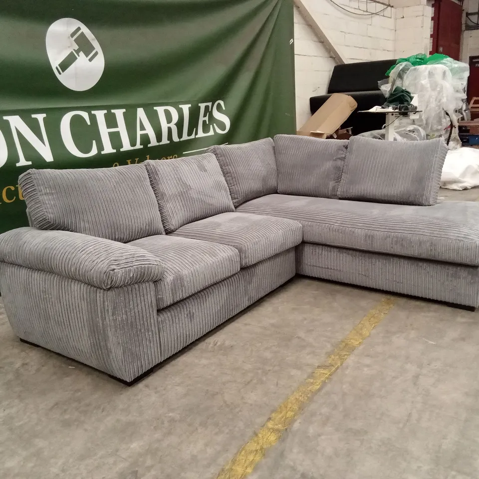 AMALFI STANDARD BACK FABRIC RIGHT HAND CORNER CHAISE SOFA - CHARCOAL RRP £949