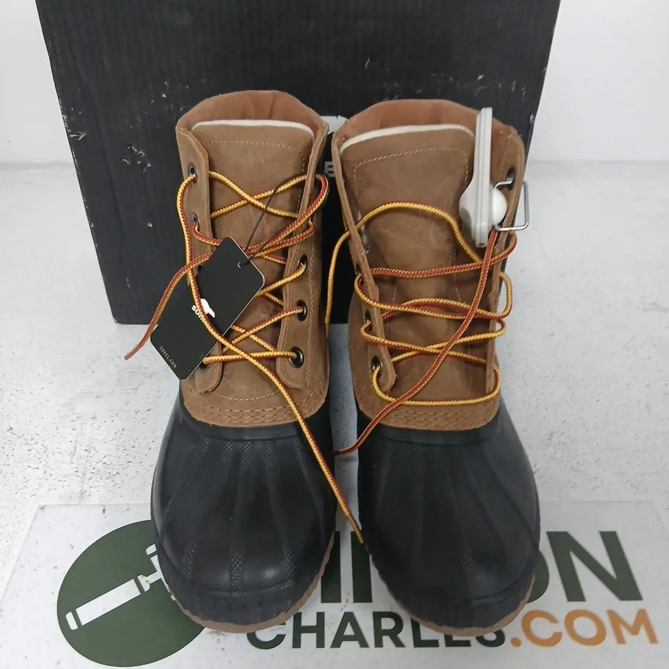SOREL CHEYANNE II WATERPROOF BOOTS – MEN'S, BROWN LEATHER & BLACK RUBBER, UK 8 (US 9)