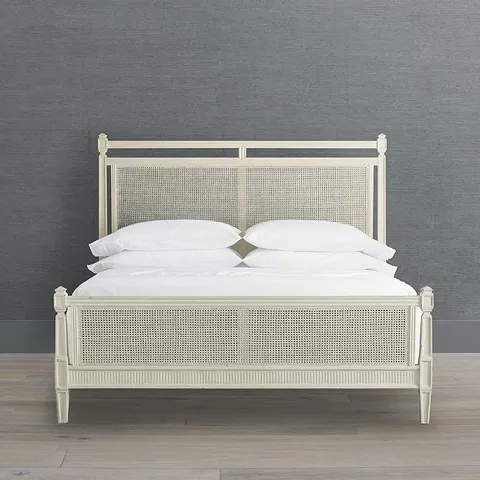 BRAND NEW BOXED BELLE WHITE FRENCH CANE DOUBLE BEDFRAME (4 BOXES)
