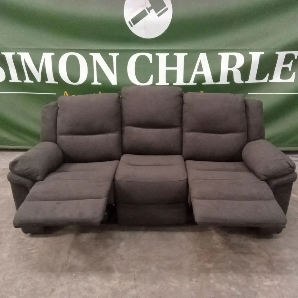ALBION CHENILLE 3 SEATER HIGH BACK MANUAL RECLINER SOFA - CHARCOAL RRP £679
