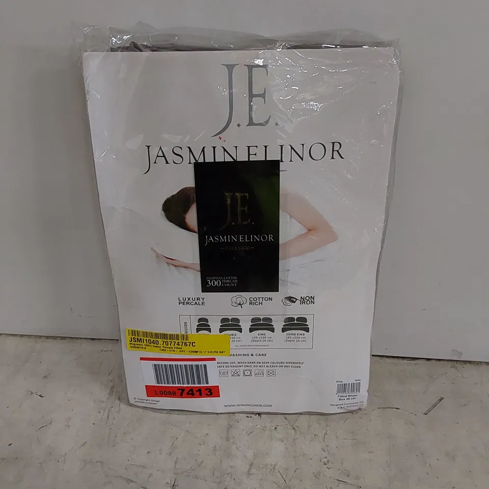 BAGGED MCGREEVY 100% COTTON PERCALE FITTED SHEET - GREY // SIZE: KING