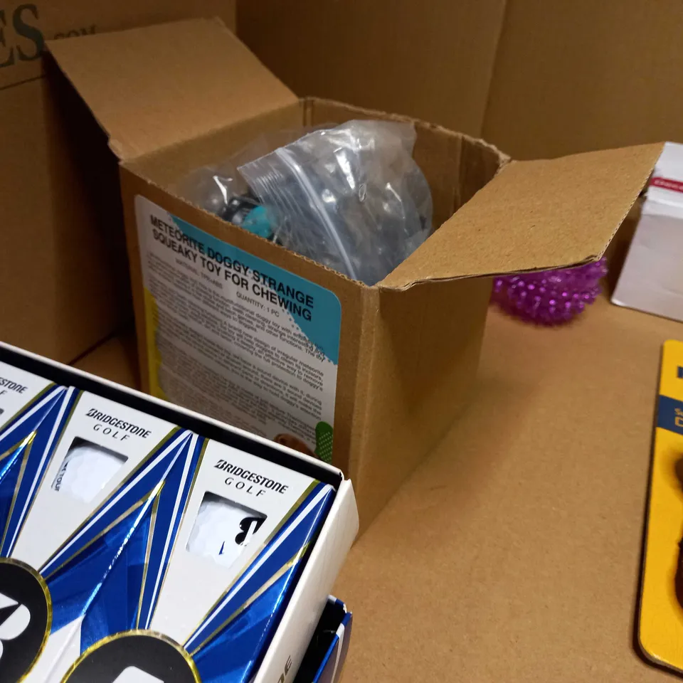 LOT OF APPROX 13 ASSORTED HOUSEHOLD ITEMS TO INCLUDE:  BOXED GOLF BALLS, DECOY CAMERA, PACKAGED FIRST AID BAG
