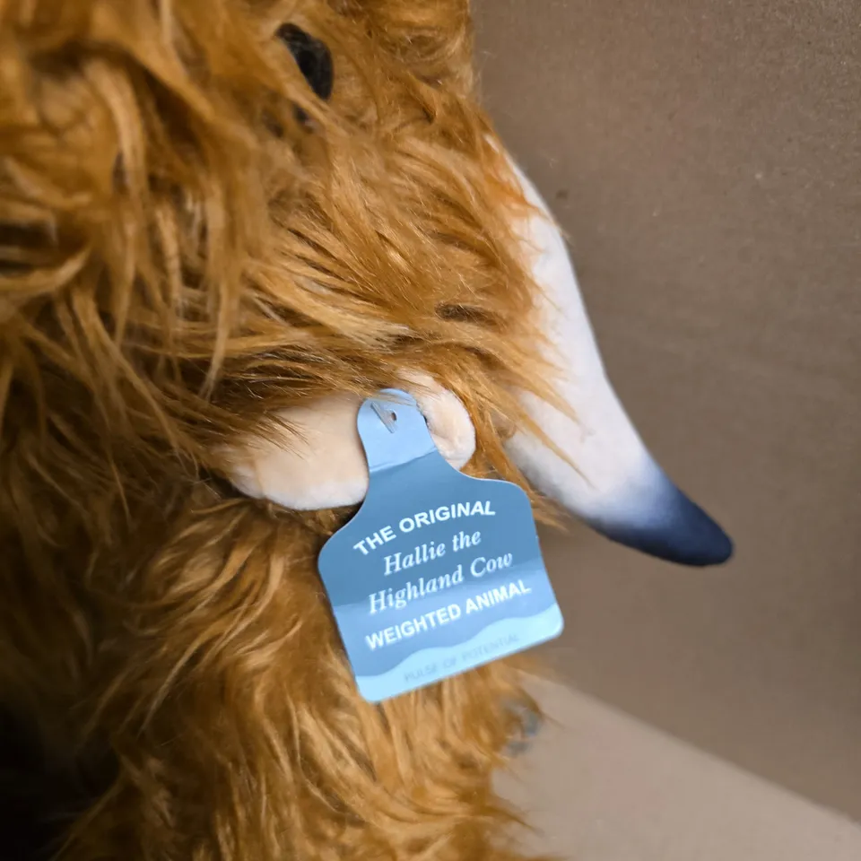 THE ORIGINAL HALLIE THE HIGHLAND COW WEIGHTED ANIMAL – PLUSH TOY