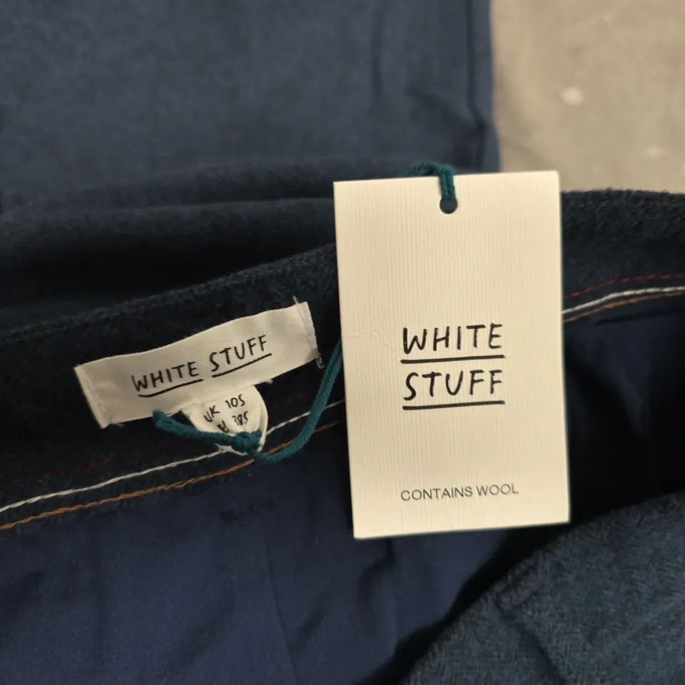WHITE STUFF BELLE TWEEDY WIDE LEG TROUSER – NAVY MULTI, UK 10