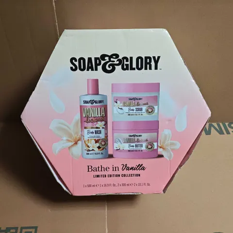 SOAP & GLORY BATHE IN VANILLA LIMITED EDITION COLLECTION – 3-PIECE BATH SET (BODY WASH, BODY BUTTER & BODY SCRUB)