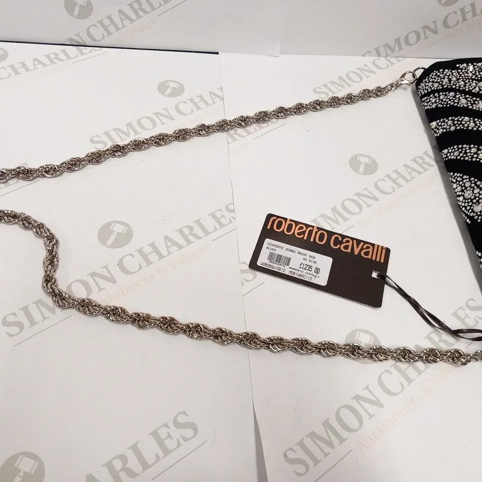 ROBERTO CAVALLI DIAMANTE ZEBRA PRINT BAG