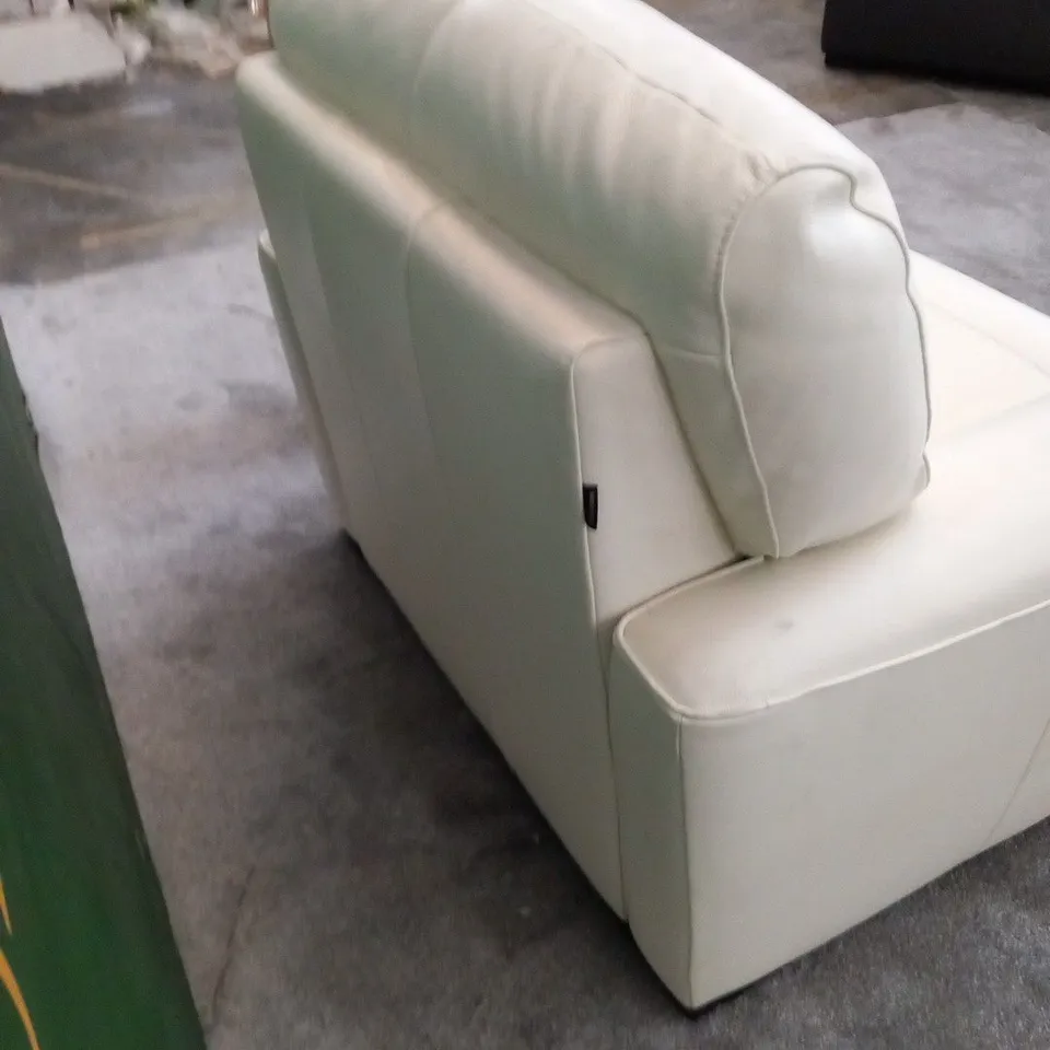 DESIGNER ITALIAN MADE SELVA CREAM LEATHER ARMCHAIR