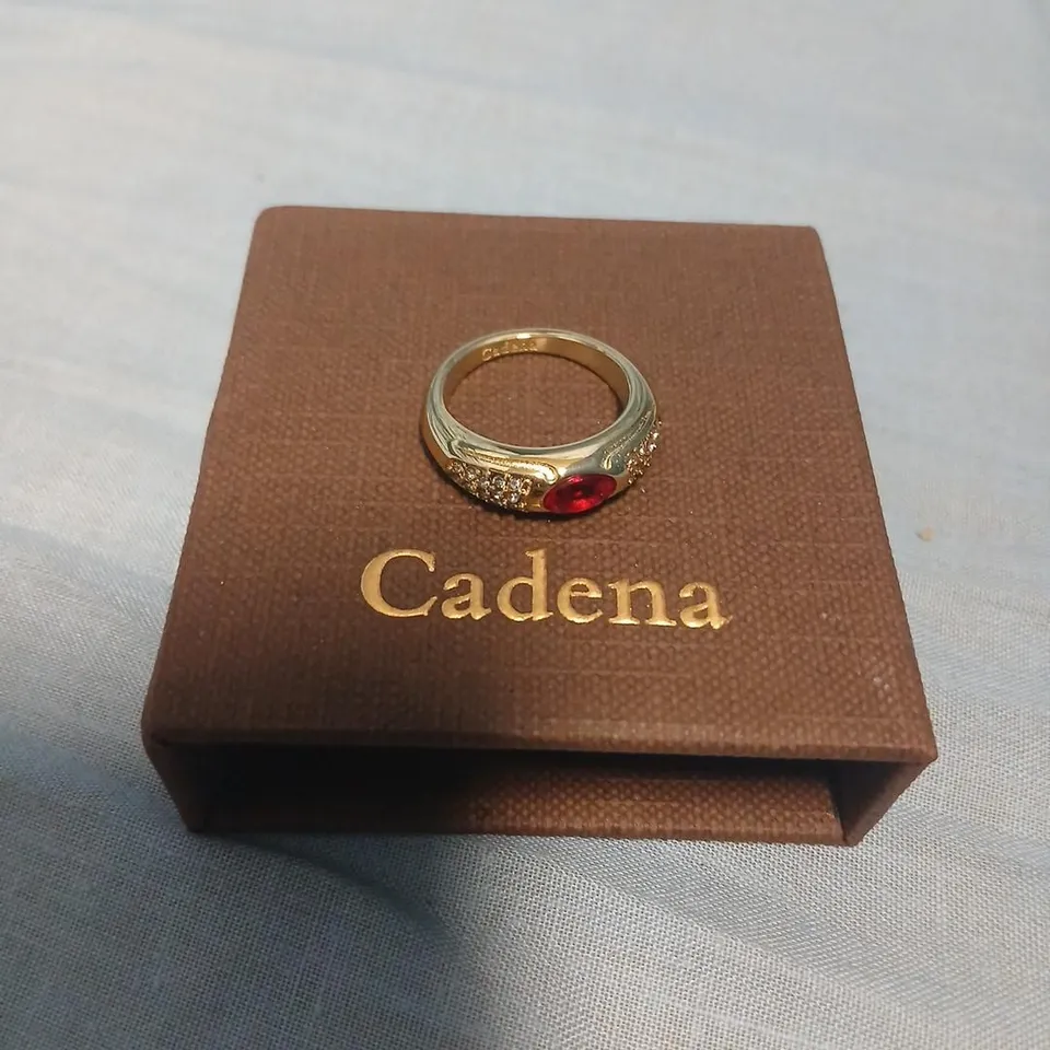 CADENA RING WITH RED GEMSTONE AND ACCENT STONES