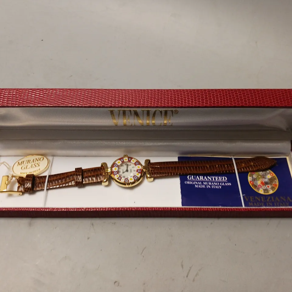 BOXED VENICE MURANO GLASS WATCH 