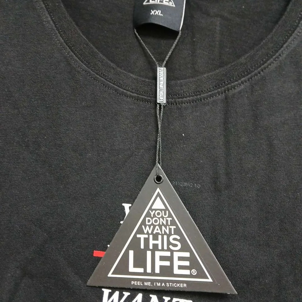 YOU DON'T WANT THIS LIFE REDLINE OVERSIZED TSHIRT – BLACK, SIZE XXL