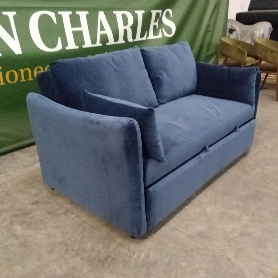 QUALITY DESIGNER SOLACE+CO SOFA BED - BLUE VELVET