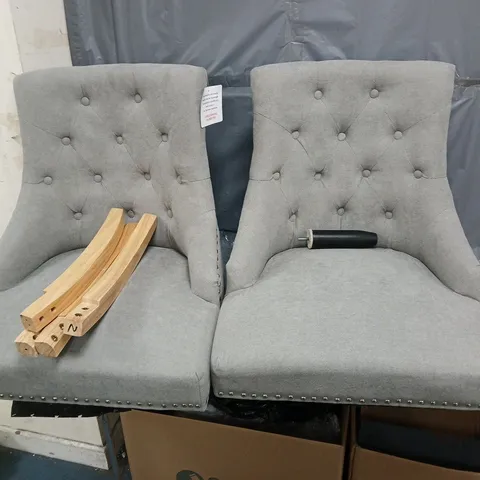 PAIR OF WARWICK DINING CHAIRS PARTS - GREY/OAK EFFECT COLLECTION ONLY