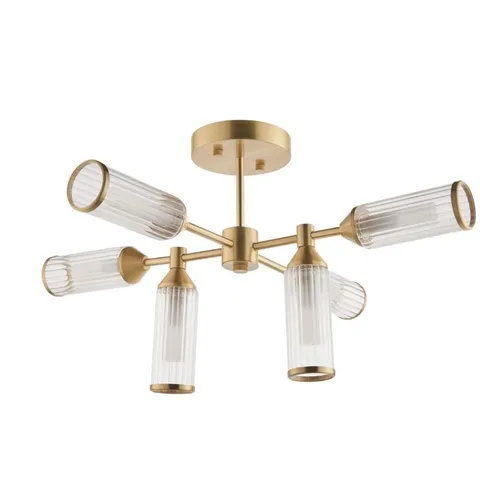 BOXED CUNNINGHAM 6-LIGHT SATIN BRASS SEMI FLUSH MOUNT (1 BOX)