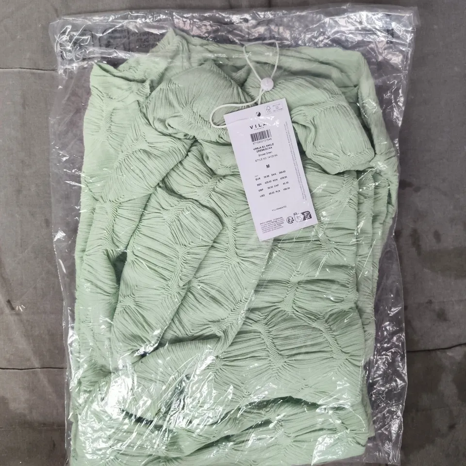 BAGGED VILA VIREJA S/L ANKLE DRESS IN SMOKE GREEN SIZE MEDIUM