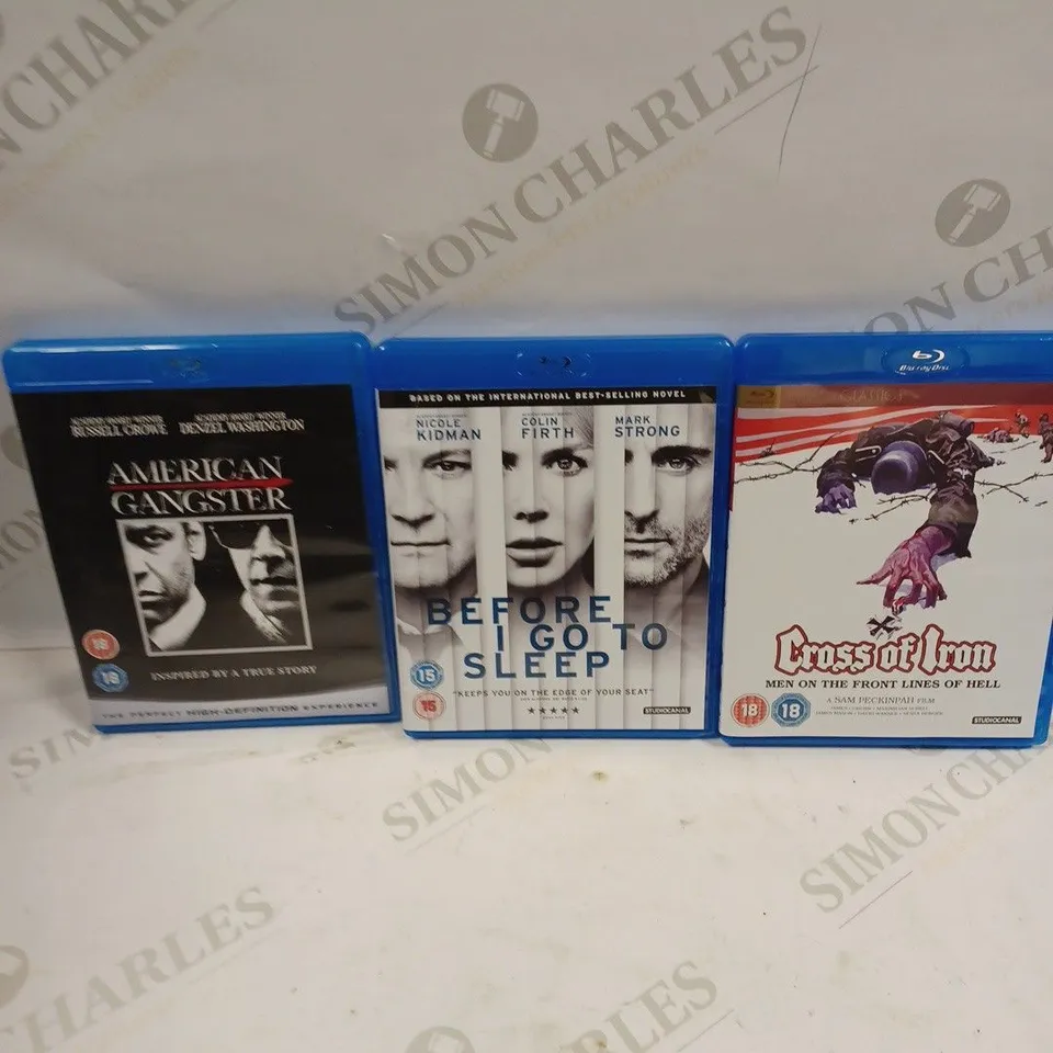 BOX TO CONTAIN APPROX. 9 X ASSORTED BLU-RAYS AND DVD'S. INCLUDES SILENT HILL REVELATION, CROSS OF IRON, AMERICAN GANGSTER ETC 