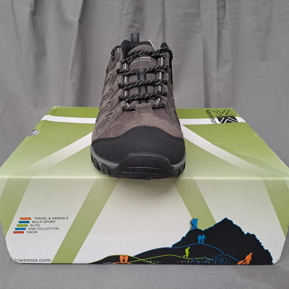 BOXED PAIR OF KARRIMOR SUPA 5 HIKING SHOES IN GREY UK SIZE 10.5