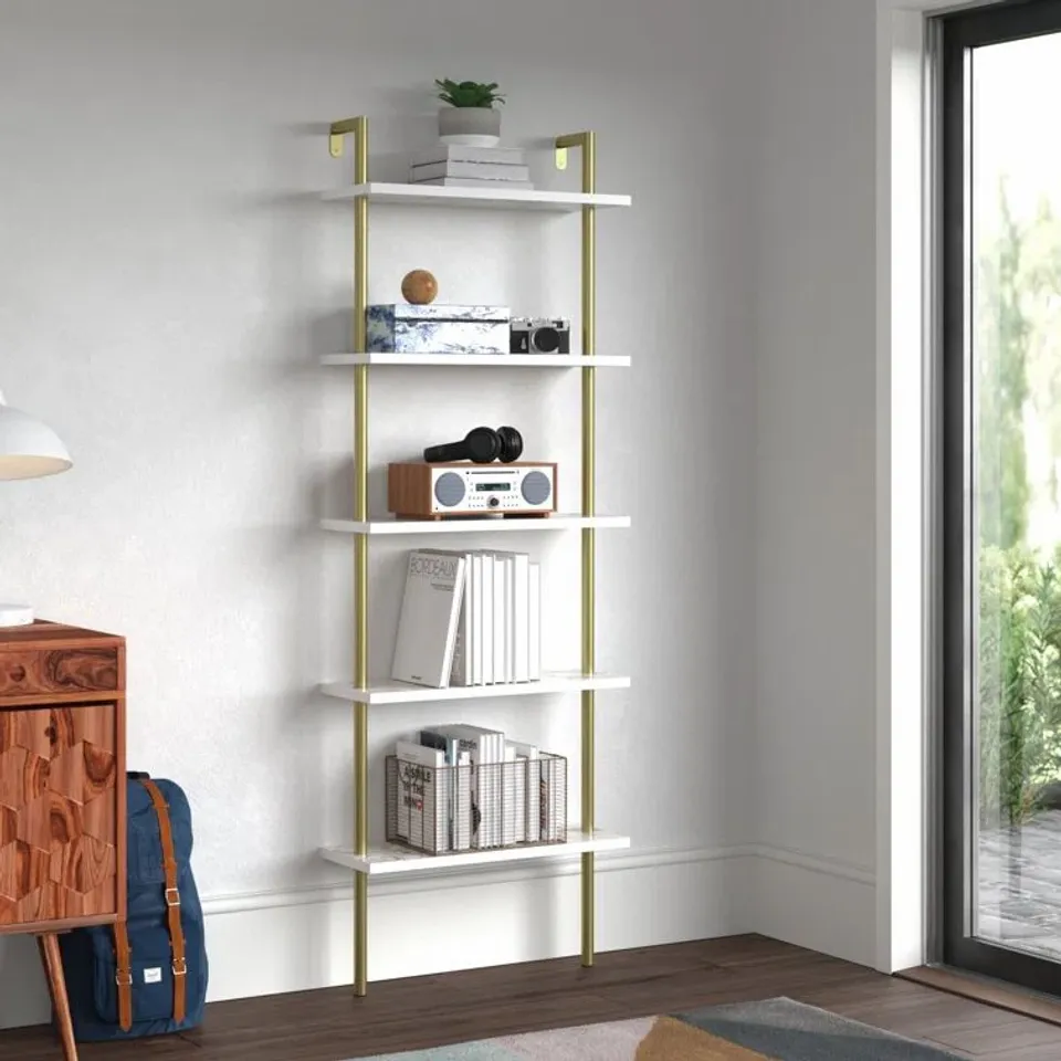 BOXED INNIS LADDER BOOKCASE GOLD/WHITE