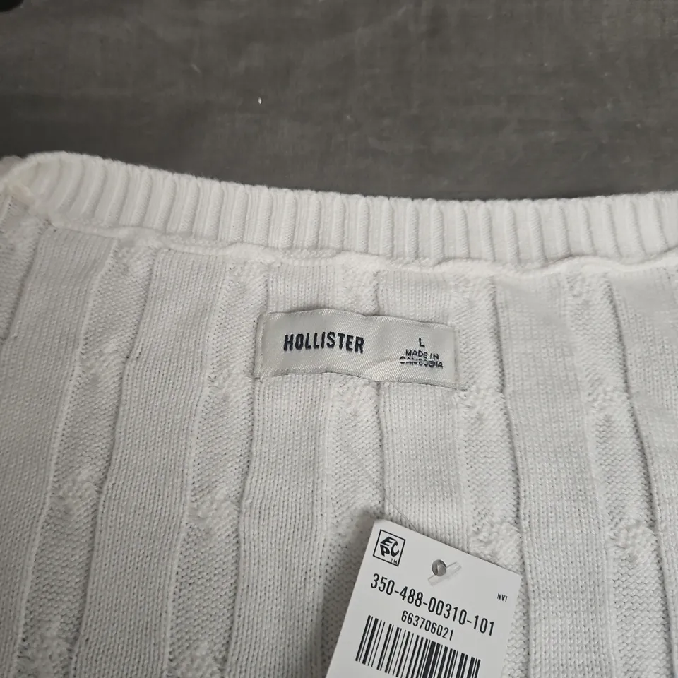 HOLLISTER WOMEN'S KNIT TOP – WHITE, SIZE L