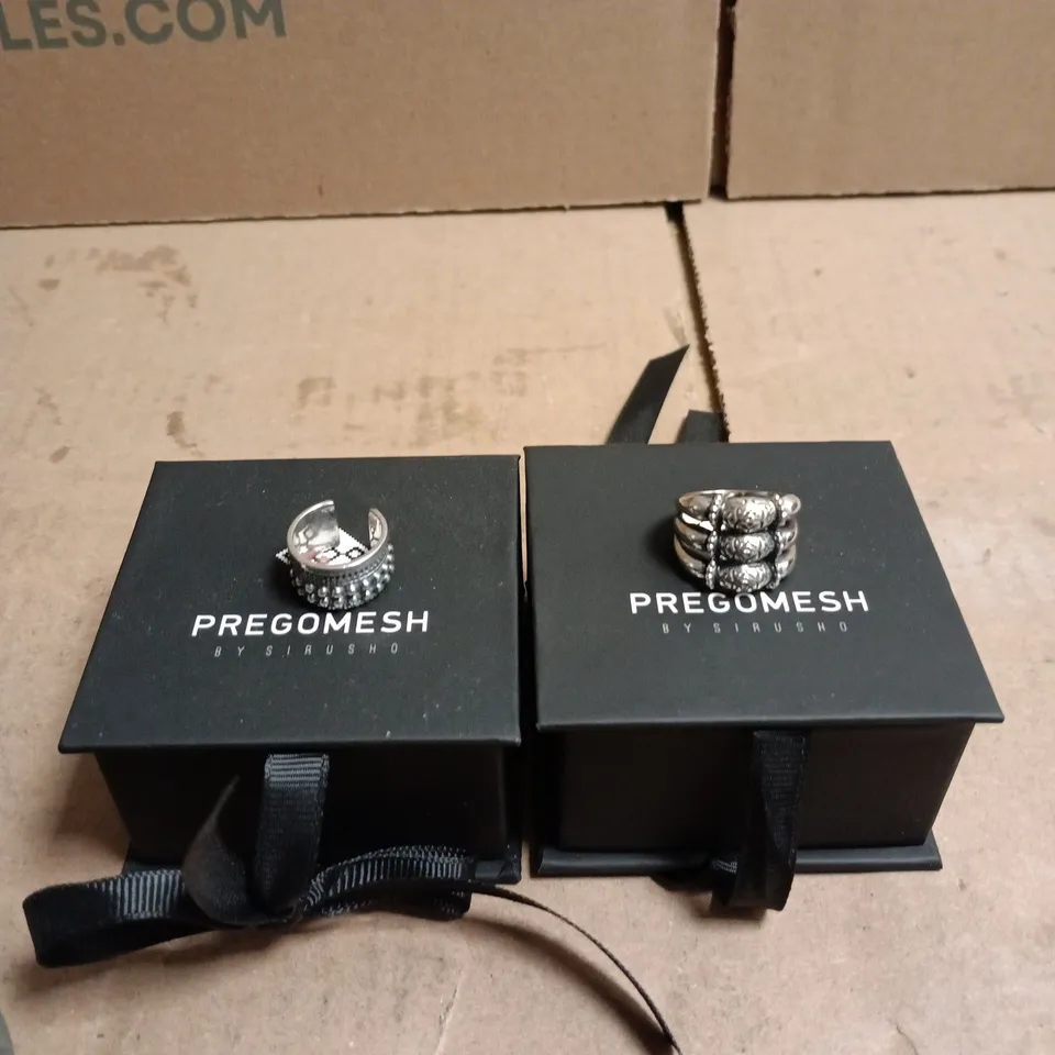 2 X SILVER RINGS PREGOMESH BY SIRUSHO BOXED