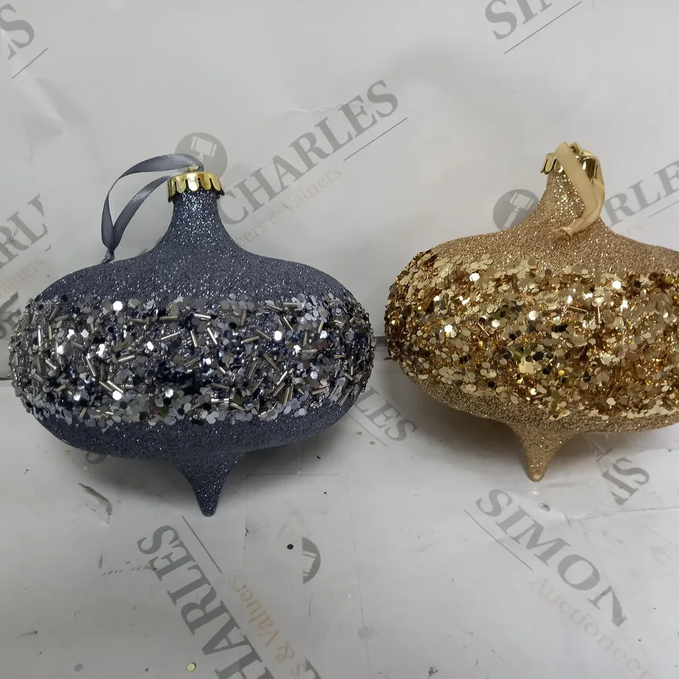 ALISON CORK SET OF GLITTER ELLIPSE BAUBLES