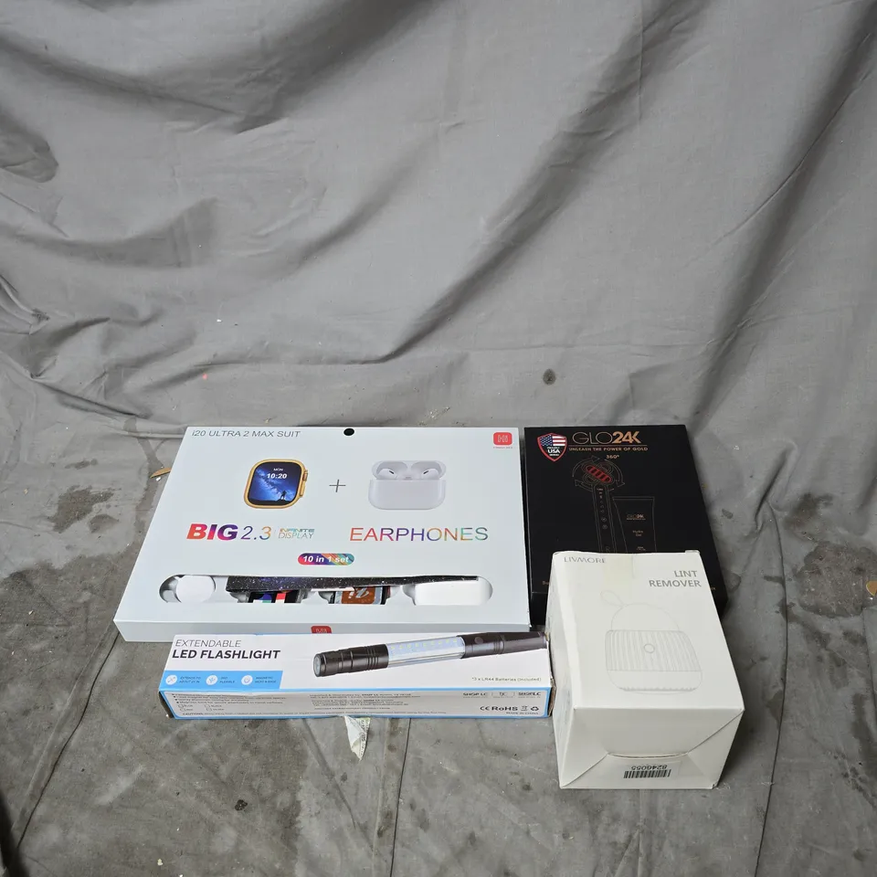 BOX OF APPROXIMATELY 25 ASSORTED HOUSEHOLD ITEMS TO INCLUDE FLASH LIGHT, LINT REMOVER, SUPER WAND ETC