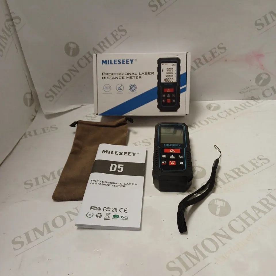 BOXED MILESEEY PROFESSIONAL LASER DISTANCE METER WITH POUCH AND INSTRUCTIONS