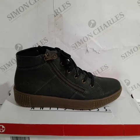 RIEKER HIGH TOP CUFFED TRAINER - KHAKI SIZE 6 1/2 - BOXED