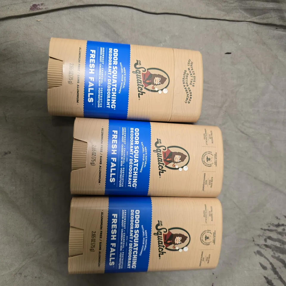 DR. SQUATCH FRESH FALLS NATURAL DEODORANT BARS – 3-PACK (ODOR-SQUATCHING SYSTEM)