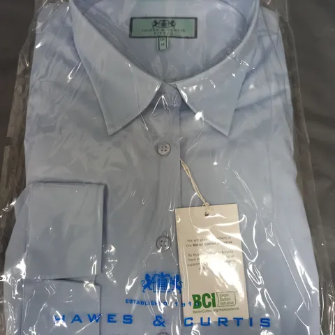 BAGGED HAWES & CURTIS FITTED 3/4 SLEEVE SHIRT IN BLUE - UK 14