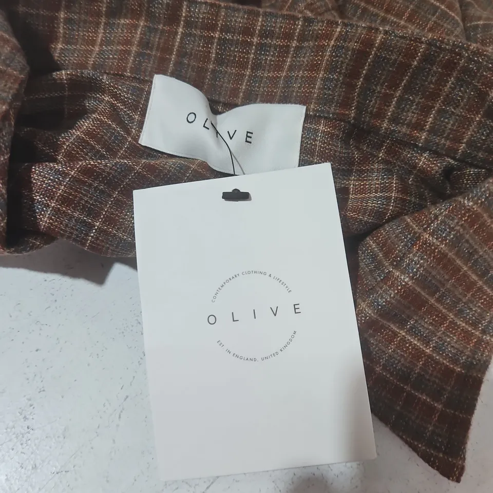OLIVE BROWN CHECK SHIRT - L