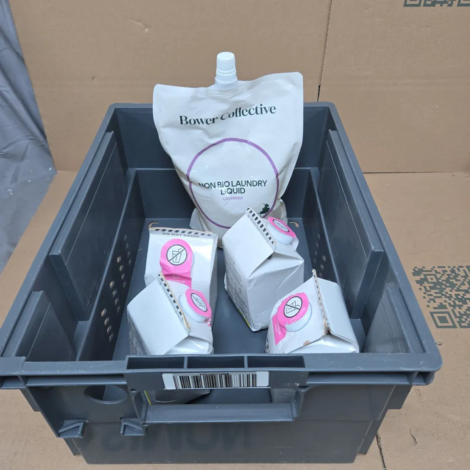 TOTE OF APPROXIMATELY 7 ASSORTED HOUSEHOLD ITEMS TO INCLUDE BOWER COLLECTIVE NON BIO LAUNDRY LIQUID ETC