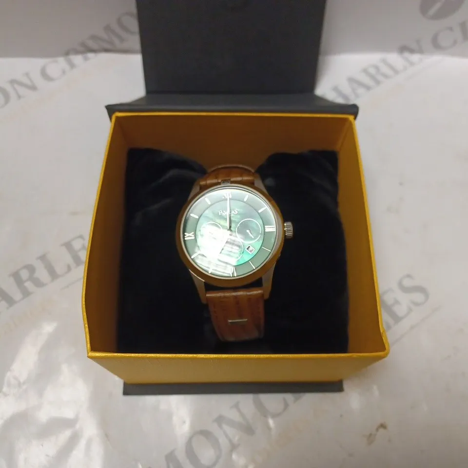 PORTAS LEATHER STRAP, GREEN FACE BOXED WATCH 